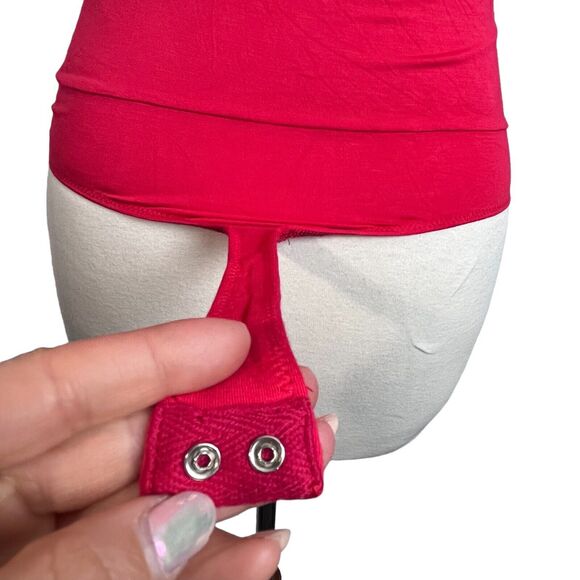 Lovers and Friends Jupiter Bodysuit Size S Red Square Neck Ruched Knit - Picture 14 of 16